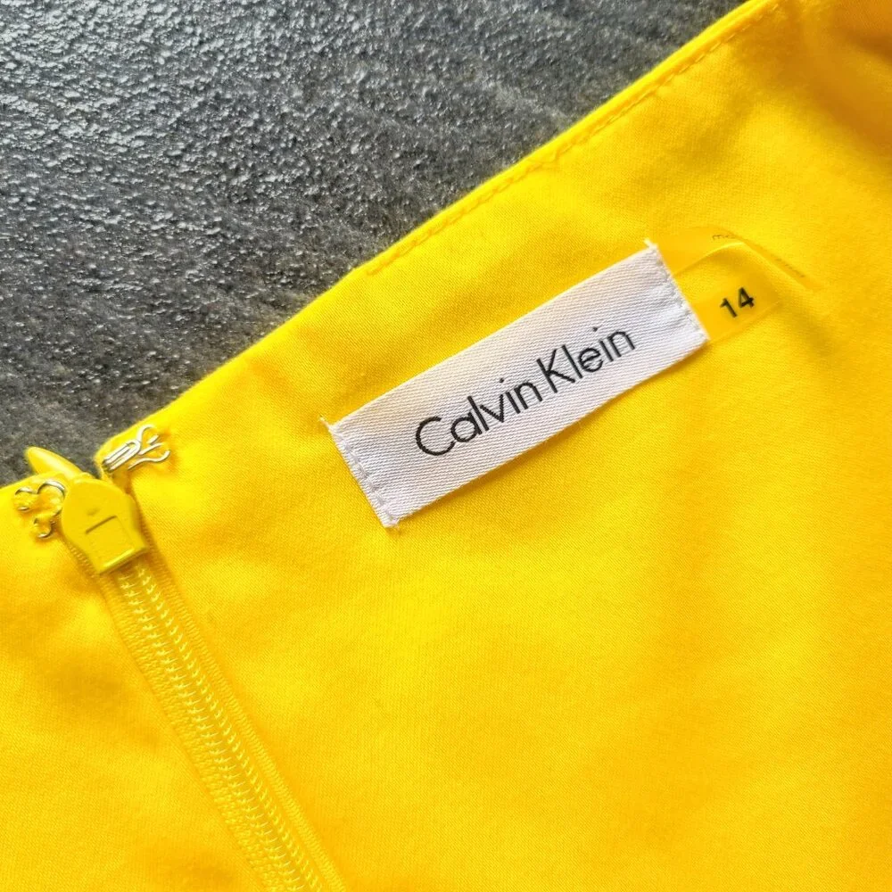 Calvin Klein Yellow Sleeveless Bodycon Mini Dress Size 14